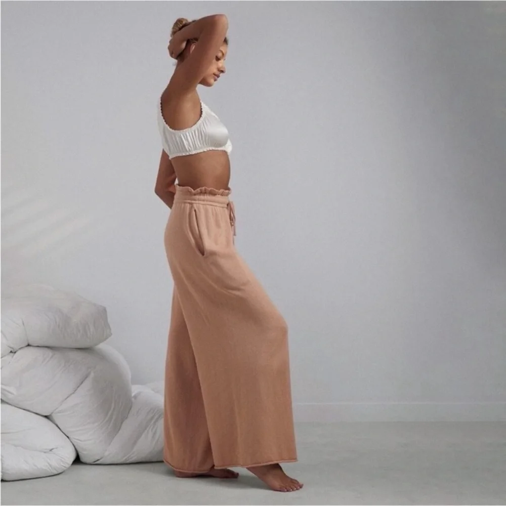NWOT Lunya Cozy Cotton Silk Nutmeg Neutral Knit Drawstring Wide Leg Pants Size M - Picture 11 of 13